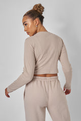 Long Sleeve Ribbed Top Stone