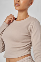 Long Sleeve Ribbed Top Stone