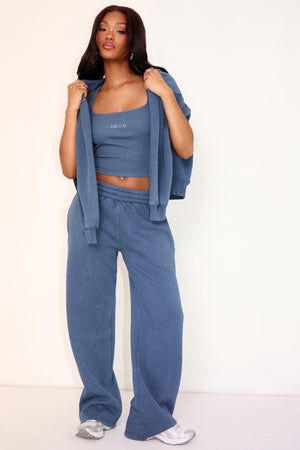 Kaiia Ribbed Vest Top Washed Petrol