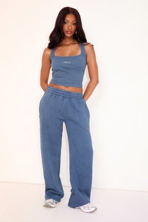 Kaiia Ribbed Vest Top Washed Petrol