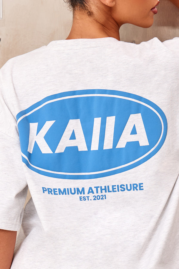 Kaiia Athleisure Oversized T-shirt Light Grey Marl & Vibrant Blue