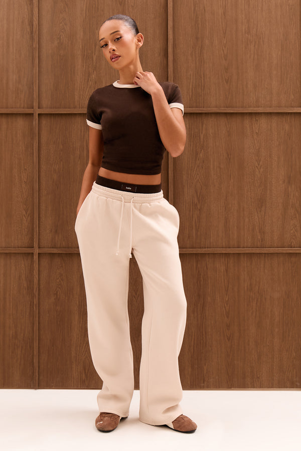Kaiia Double Layered Baby Tee Bitter Chocolate & Cream