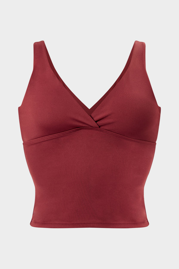 Kaiia Sculpt Cross Over Padded Top Dark Cherry