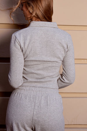 Kaiia Supersoft Polo Top Grey Marl