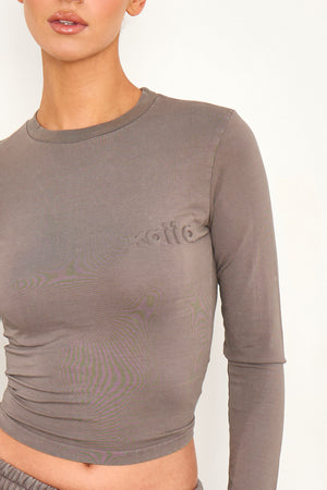 Kaiia Embossed Long Sleeve Baby Washed Storm Grey