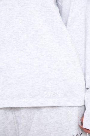 Kaiia Cotton Long Sleeve Oversized T Shirt Light Grey Marl