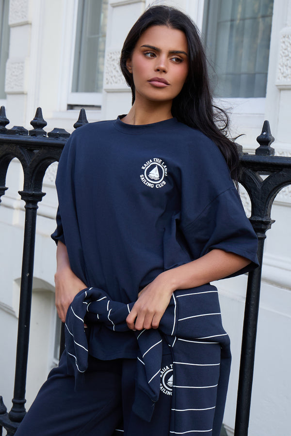 Kaiia Sailor Club Oversized T-shirt Ink Blue