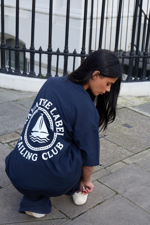 Kaiia Sailor Club Oversized T-shirt Ink Blue