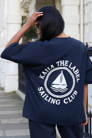 Kaiia Sailor Club Oversized T-shirt Ink Blue