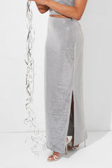 Sequin Maxi Skirt Grey
