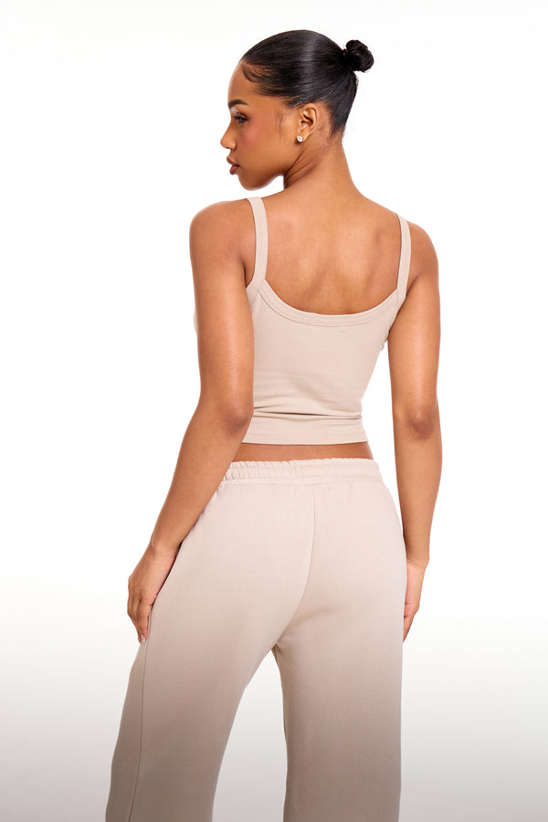 Kaiia Chrome Logo Cami Top Ash Taupe