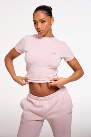 Kaiia Chrome Logo Baby Tee Pale Dusty Lilac