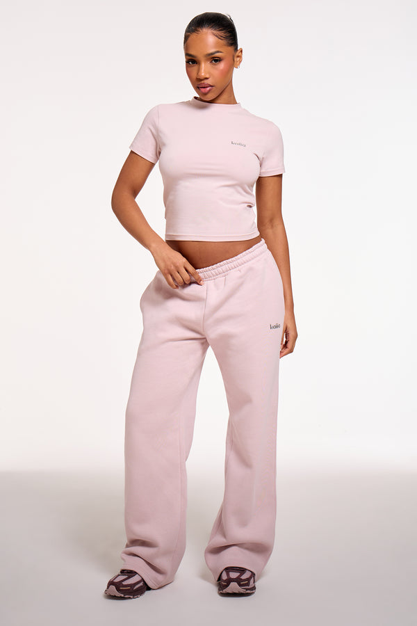 Kaiia Chrome Logo Baby Tee Pale Dusty Lilac