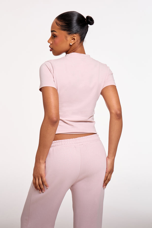 Kaiia Chrome Logo Baby Tee Pale Dusty Lilac