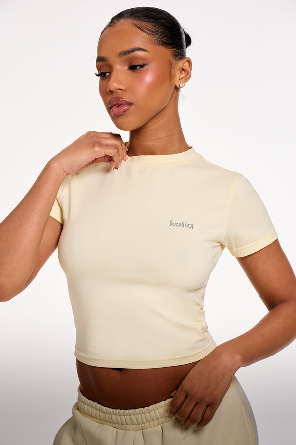 Kaiia Chrome Logo Baby Tee Lemon