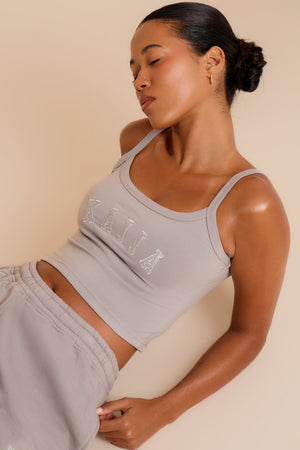 Kaiia Logo Cami Top Smoke Grey