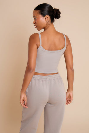 Kaiia Logo Cami Top Smoke Grey