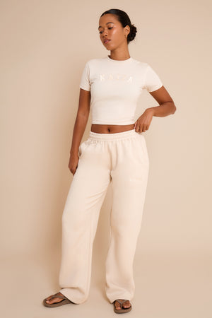 Kaiia Slogan Baby Tee Chalk