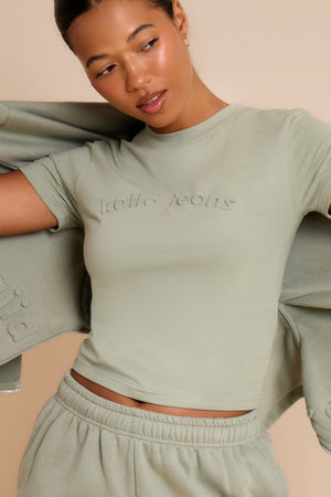 Kaiia Embossed Baby Tee Eucalyptus