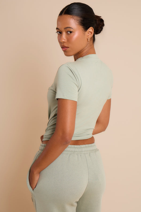 Kaiia Embossed Baby Tee Eucalyptus