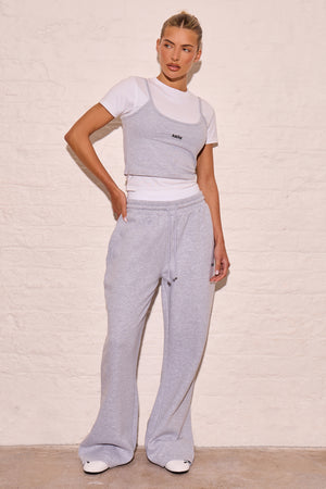 Kaiia Double Layered Baby Tee Mid Grey Marl