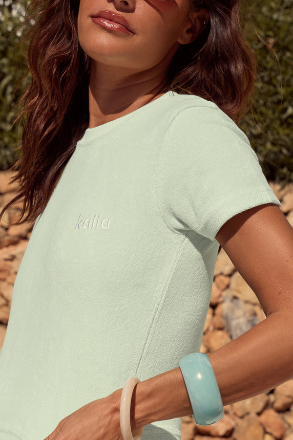 Kaiia Logo Towelling Baby Tee Lime Sorbet