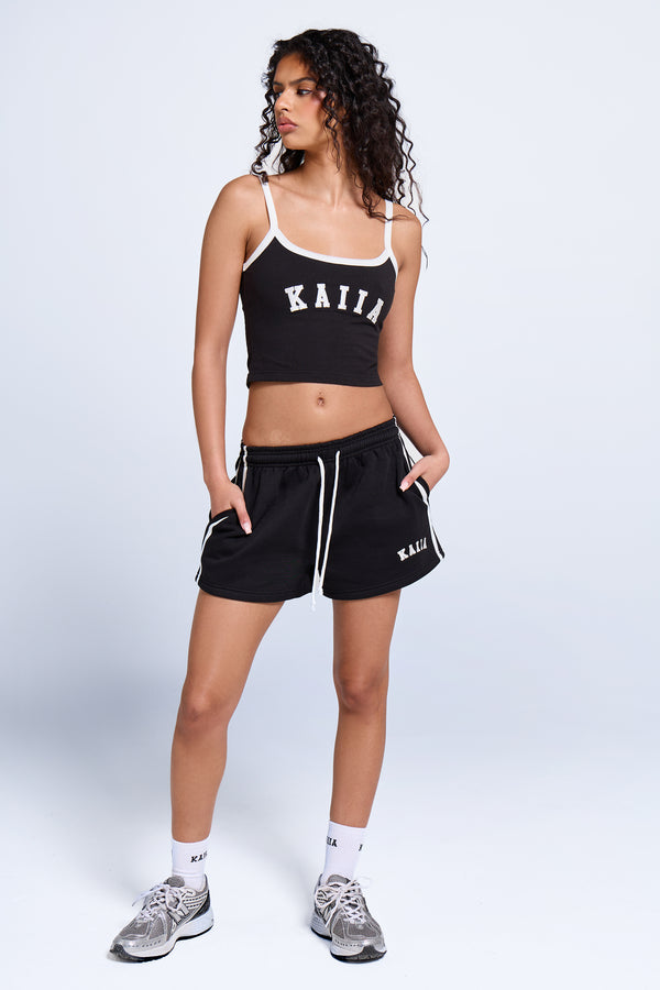 Kaiia Logo Contrast Cami Top Black & White