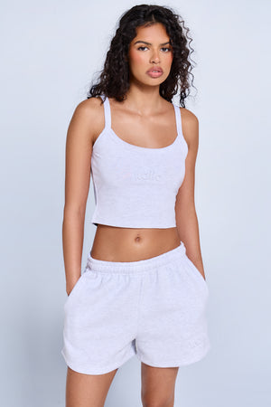 Kaiia Embossed Logo Cami Top Light Grey Marl