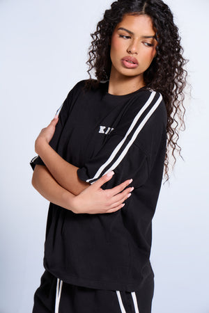 Kaiia Side Stripe Oversized T-shirt Black & White