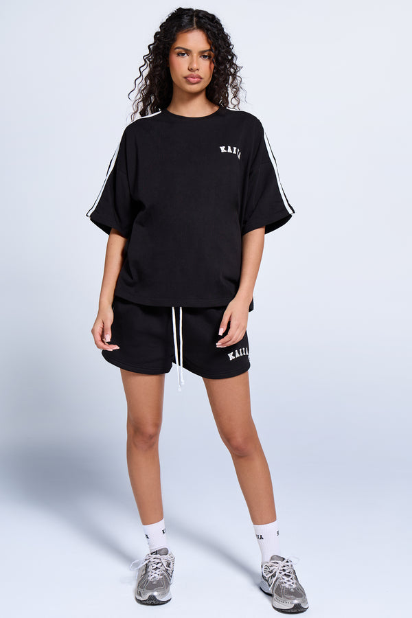 Kaiia Side Stripe Oversized T-shirt Black & White