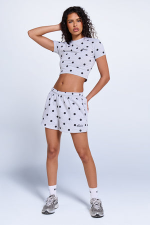 Kaiia Polka Dot Baby Tee Grey Marl & Black