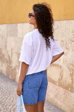 Kaiia Starfish Graphic Oversized T-shirt White