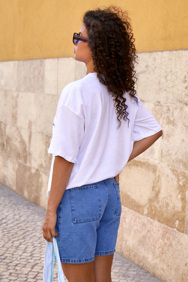 Kaiia Starfish Graphic Oversized T-shirt White