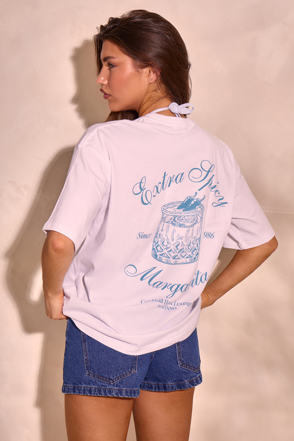Kaiia Margarita Graphic Oversized T-shirt White