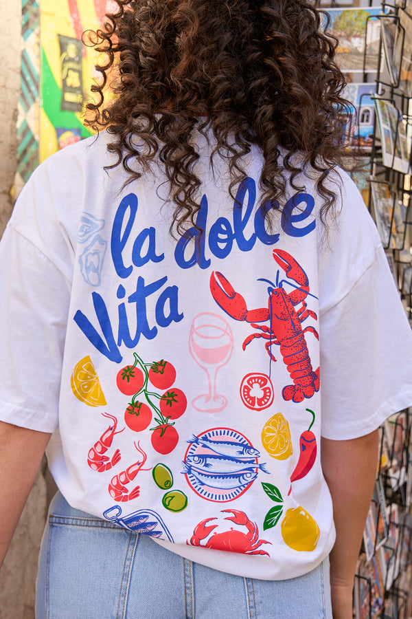 Kaiia La Dolce Graphic Oversized T-shirt White