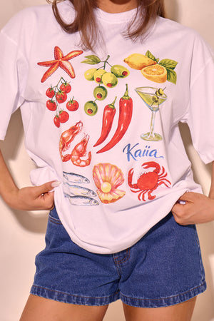 Kaiia Summer Graphic Oversized T-shirt White