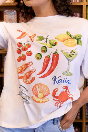 Kaiia Summer Graphic Oversized T-shirt White