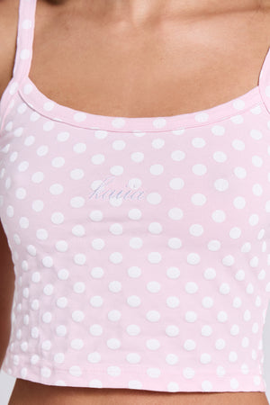 Kaiia Polka Dot Cami Top Baby Pink & White