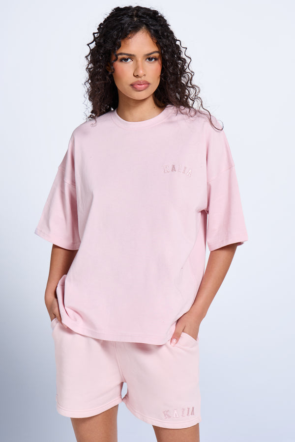 Kaiia Logo Oversized T-shirt Pink Chai