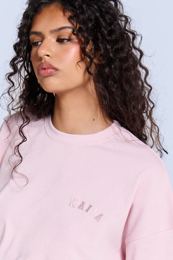 Kaiia Logo Oversized T-shirt Pink Chai