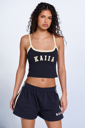 Kaiia Logo Contrast Cami Top Ink Blue & Lemon
