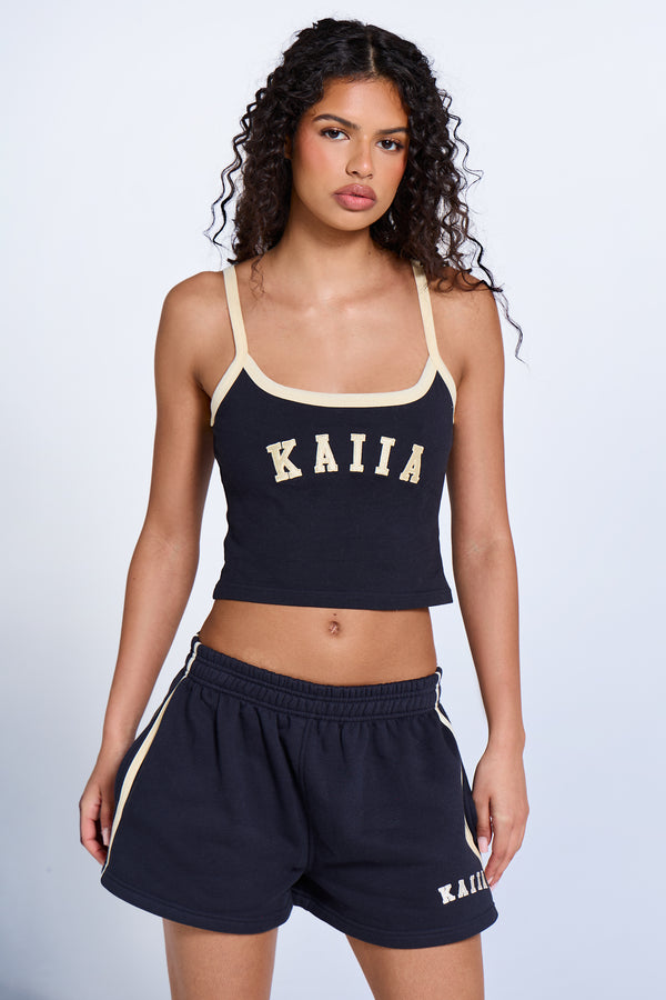 Kaiia Logo Contrast Cami Top Ink Blue & Lemon