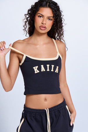 Kaiia Logo Contrast Cami Top Ink Blue & Lemon