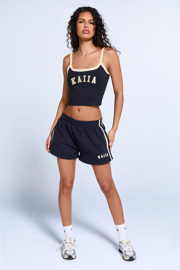 Kaiia Logo Contrast Cami Top Ink Blue & Lemon