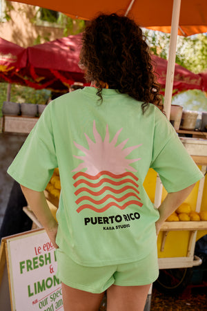 Kaiia Puerto Rico Graphic Oversized T-shirt Lime Sherbet