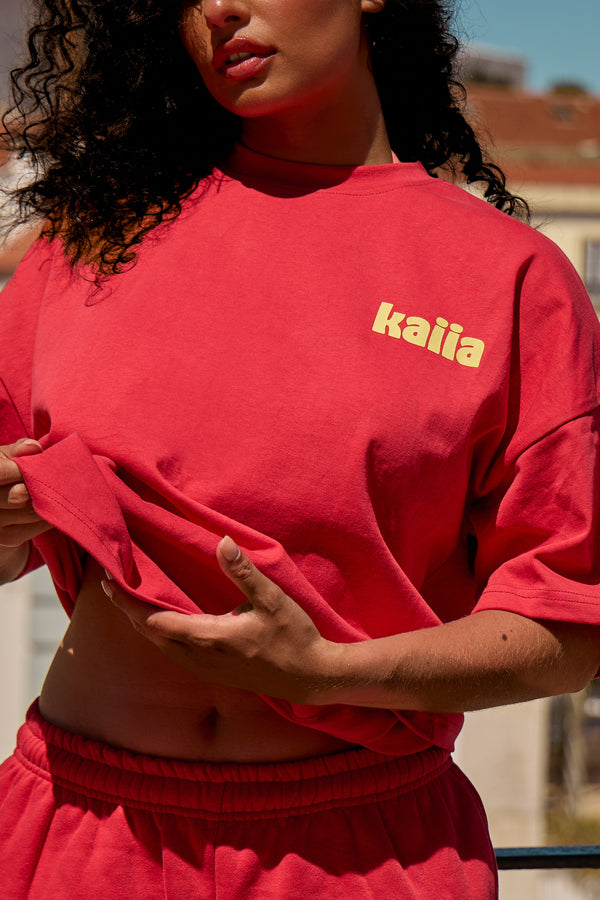 Kaiia Picante Graphic Oversized T-shirt Chilli Red