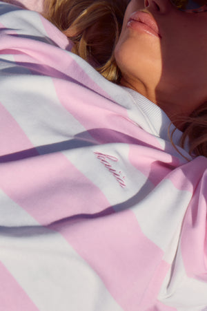 Kaiia Heavyweight Striped Oversized T-shirt Pink Sugar & Cream