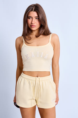 Kaiia Logo Cami Top Lemon & White