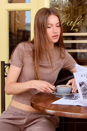 Kaiia Logo Baby Tee Mink Brown