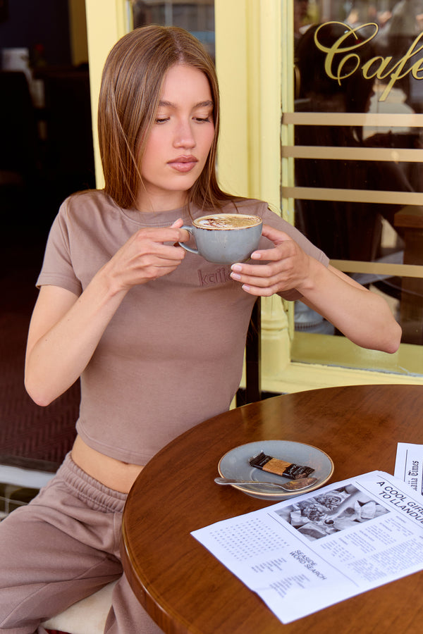 Kaiia Logo Baby Tee Mink Brown
